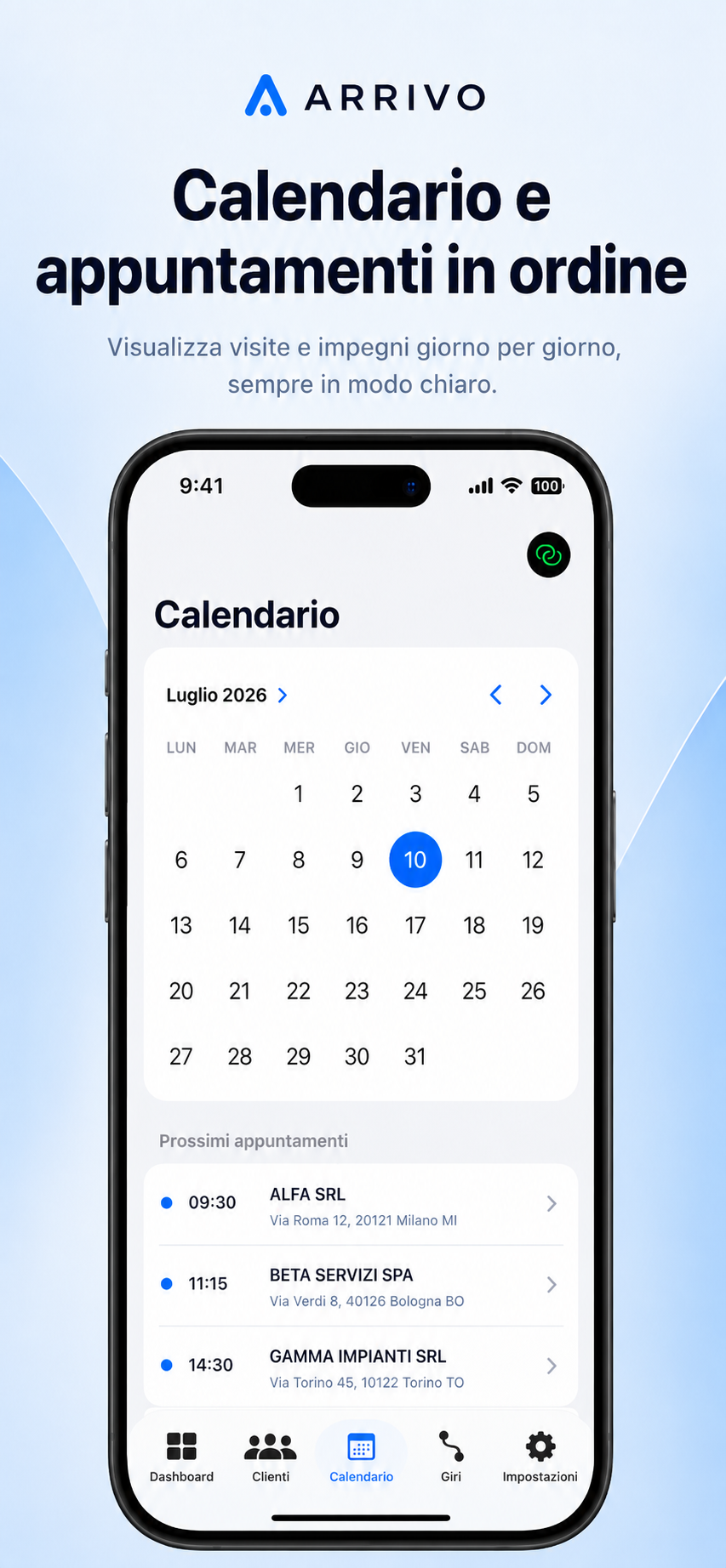 Calendario in Arrivo